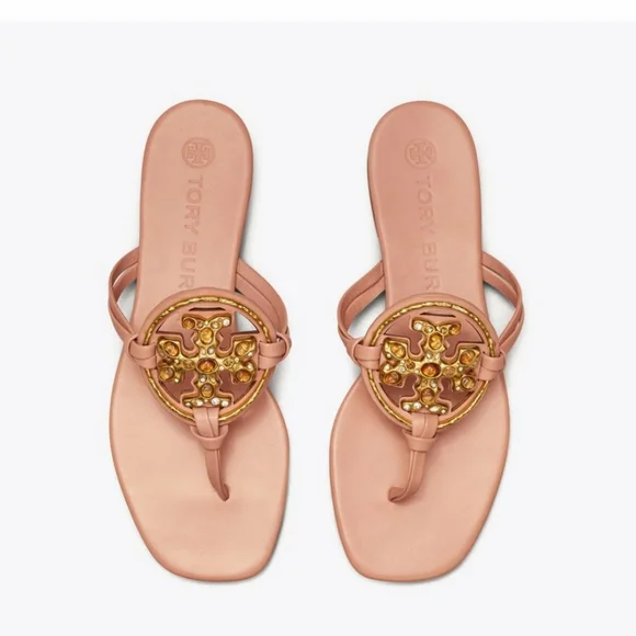 Tory burch Jeweled Meadowsweet Miller Sandals Size 9 - Picture 3 of 16